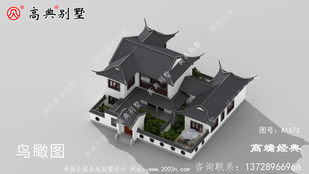 余杭市中式庭院别墅外观效果图大全，建一栋这样的房子才叫有品位